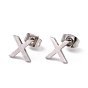 304 Stainless Steel Greek Alphabet Stud Earrings, Letter A~Z, Manual Polishing