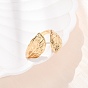 304 Stainless Steel Cuff Open Rings, Leaf, Ion Plating(IP)