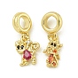 Стойка покрытие латунь паве кубический цирконий обезьяна европейские подвески, Подвески с большими отверстиями, реальный 18 k позолоченный, без свинца и без кадмия, долговечный