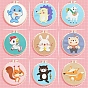 Animal Theme DIY Display Decoration Punch Embroidery Beginner Kit, Including Punch Pen, Needles & Yarn, Cotton Fabric, Threader, Plastic Embroidery Hoop, Instruction Sheet, Bear/Fox/Cat Pattern