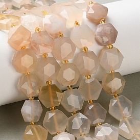 Натуральные вишневые агатовые бусины, граненый шестиугольный разрез, шестиугольник, с бисером