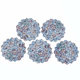 430 Stainless Steel Chandelier Components Links, Spray Painted, Etched Metal Embellishments, Flower with Flower Pattern