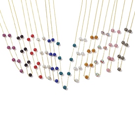 Колье из полимерной глины и стразов, 304 ожерелья-цепочки из нержавеющей стали для женщин