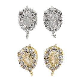 Фурнитура для сережек-гвоздиков из латуни с микропаве из прозрачного кубического циркония