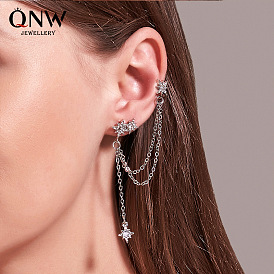 Stylish Eight-pointed Star Tassel Ear Cuff Earrings for Men and Women