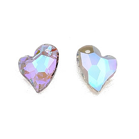 Pointed Back Electroplate Faceted Glass Pendants, Heart