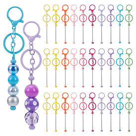 40 шт. 10 цвета, железный стержень, брелок с бусинами для изготовления ювелирных изделий, поделок своими руками, с карабин-лобстерами , платина