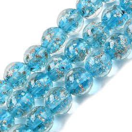 Светящиеся нити из золотистого песка в технике лэмпворк ручной работы, круглые, светится в темноте