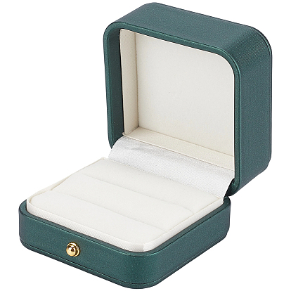 Пу кожаные кольца коробки, бархатом внутри, квадратный