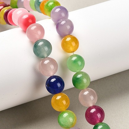 Бусины из натурального белого нефрита, круглые, окрашенные