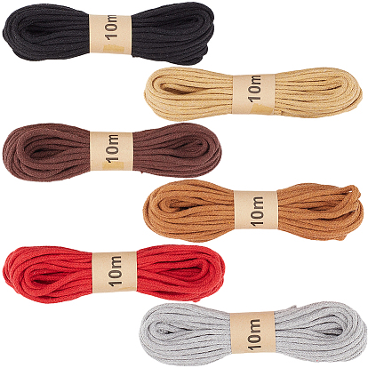 6 paquetes 6 colores cordel redondo trenzado de polialgodón, para accesorios de ropa, decoración de regalo