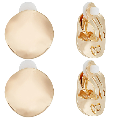 10шт. латунные витые плоские круглые клипсы-серьги, с вертикальными петлями и 10пластиковыми ушными гайками