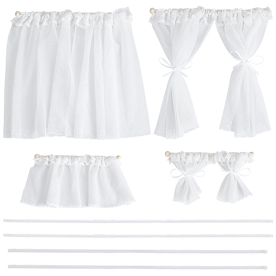 2 шт. 2 шторы для кукольного домика, аксессуары для кукольного домика с микро-ландшафтом, притворяясь опорными украшениями