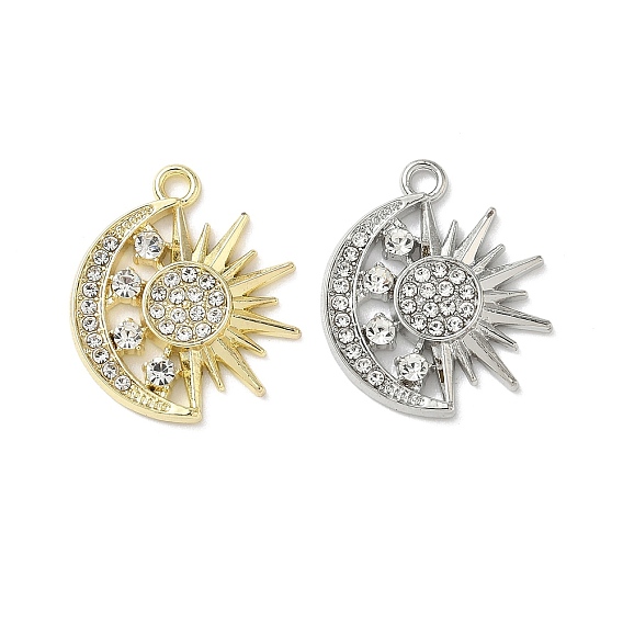 Подвески из сплава и страза, луна с солнцем