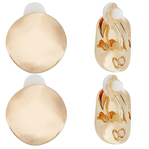 10шт. латунные витые плоские круглые клипсы-серьги, с вертикальными петлями и 10пластиковыми ушными гайками