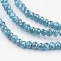 Electroplate Glass Beads Strands, Imitation Jade, Pearl Luster Plated, Faceted Rondelle