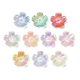 UV Plating Opaque Acrylic Beads, Iridescent, Flower, Gradient Color