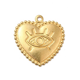 Brass Pendant Cabochon Settings, Heart with Eye Pattern
