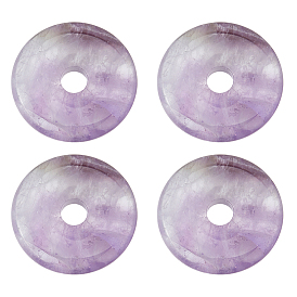 4шт. подвески из натурального лепидолита/фиолетовой слюды, подвески в виде пончиков/пи-дисков
