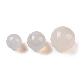 Natural White Agate No Hole Sphere Beads, Round