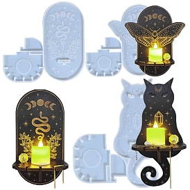 DIY Witchcraft Wall Hanging Candle Holder Display Silicone Molds, Resin Casting Molds, Snake/Moth/Cat
