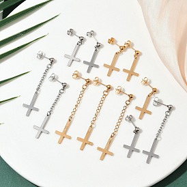 Христианский перевернутый крест 201 Серьги-гвоздики из нержавеющей стали, с 304 штифтов из нержавеющей стали, Крест Святого Петра