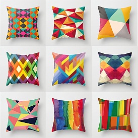 Nordics Classic Geometric Polyester Pillowcases, Car Sofa Cushion Waist Pillow, Square