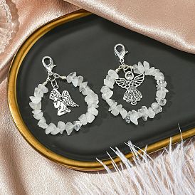 Подвеска с ангельской тематикой из натурального кварцевого кристалла, с застежками-когтями и подвесками из цинкового сплава