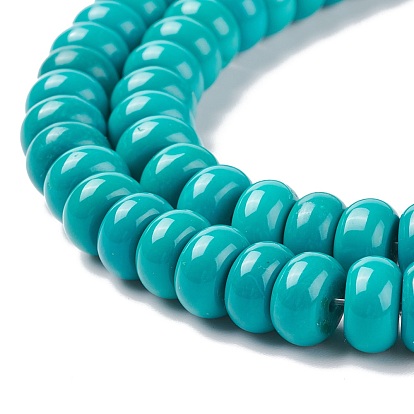 Natural Magnesite Beads Strands, Dyed, Turquoise, Rondelle