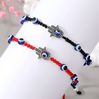 Retro Blue Eye Evil Eye Bracelet Handmade Adjustable Beaded Wristband