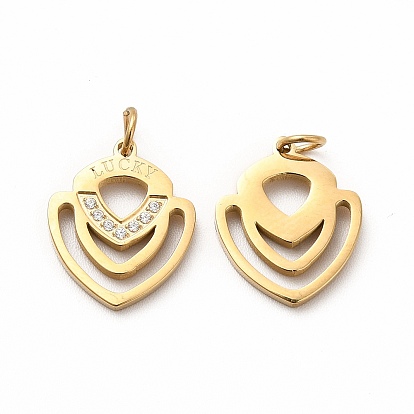 Ion Plating(IP) 304 Stainless Steel Pendants, With Rhinestone