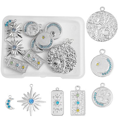 14 шт 7 стили 304 подвески из нержавеющей стали, со стразами, очарование луны и звезды, разнообразные