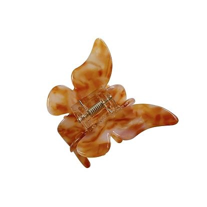 Cellulose Acetate(Resin) Butterfly Hair Claw Clip, Leopard Print Butterfly Ponytail Hair Clip for Women