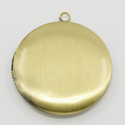 Laiton photo médaillon pendentifs, Collier médaillon, plat rond, 32x6mm, trou: 2 mm, diamètre intérieur: 24 mm