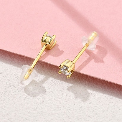 925 серьги-гвоздики из стерлингового серебра с прозрачным кубическим цирконием, плоско-круглые