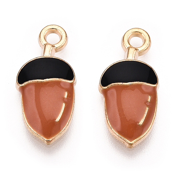 Подвески из сплава с эмалью на тему осени, подвески из желудей, желуди, золотой свет