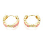 Серьги-кольца с эмалированными цветами сливы, золотые латунные украшения для женщин, без никеля 