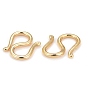 Brass S-Hook Clasps, Nickel Free, Real 18K Gold Plated
