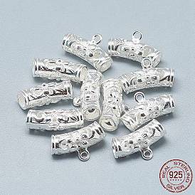 925 Sterling Silver Tube Bails, Loop Bails, Tube with Flower