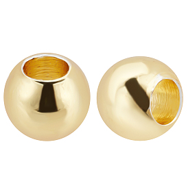 Brass Beads, Long-plating, Real 18K Gold Plated, Round