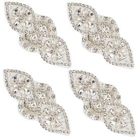 Alloy Glass Rhinestone Cloth Cabochons, Costume Accessories, Appliques, Flower