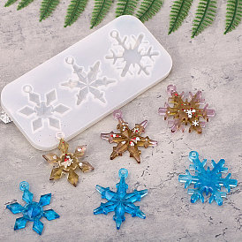 Рождественские формы для подвесок в виде снежинок, Силиконовые формы, для изготовления ювелирных изделий из УФ-смолы и эпоксидной смолы