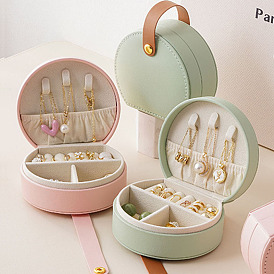 Imitation Leather Jewelry Set Box, Portable Handbag Jewelry Case for Earrings and Necklaces