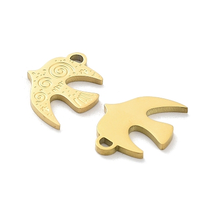 Ion Plating(IP) 316L Surgical Stainless Steel Pendants, Bird Charm