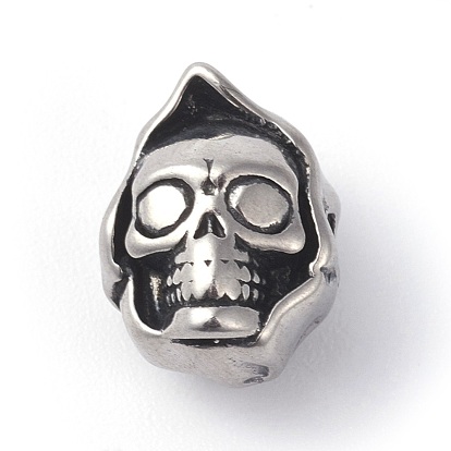 316 Surgical Stainless Steel Beads, Skull Head