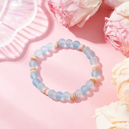 Браслеты из стекла и натуральных пресноводных ракушек в стиле бохо для женщин, круглые