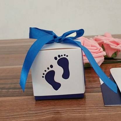 Бумажная подарочная коробка, с лентой, складные коробки с рисунком отпечатка стопы, украшение свадьбы, квадратный
