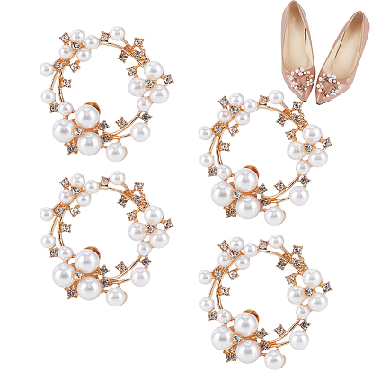 4украшения для обуви из сплава со стразами, с пластиковой имитационной жемчужиной, съемные пряжки для обуви