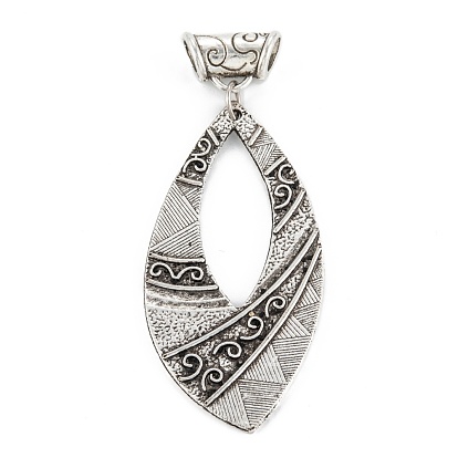 European Alloy Dangle Charms, Tibetan Style Large Hole Pendants, Leaf