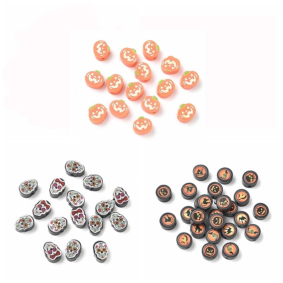 Бусины из полимерной глины ручной работы с принтом в стиле Хэллоуина